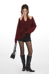 Bow Tie Halter U-Neck Knit Top