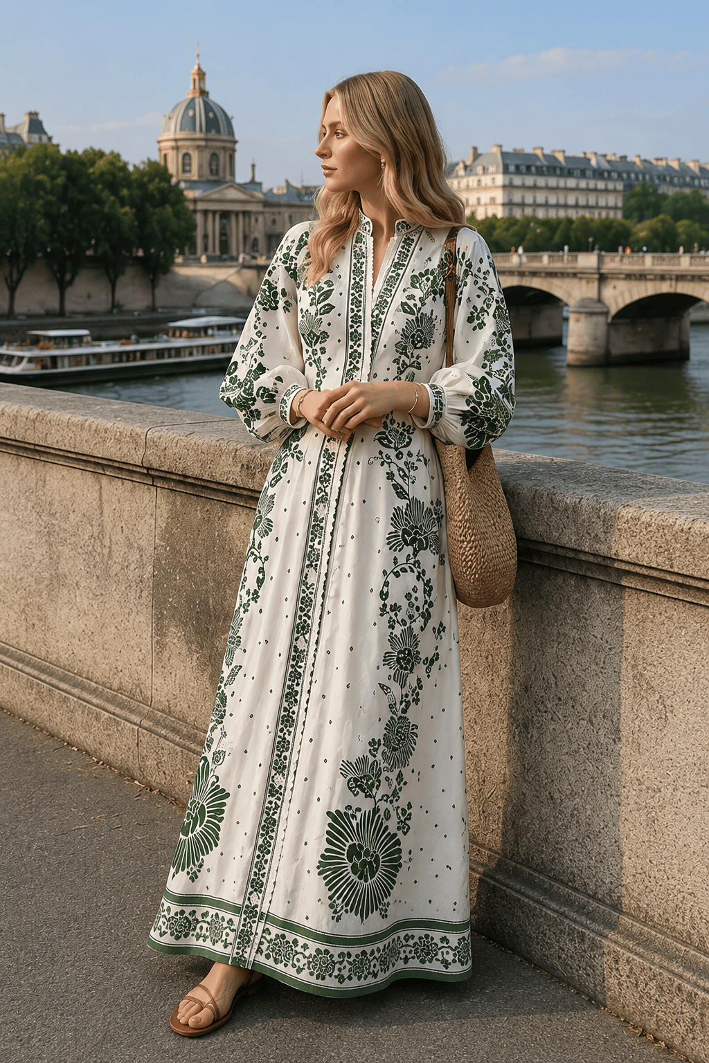 Printed Long-Sleeve Boho Dress Main image