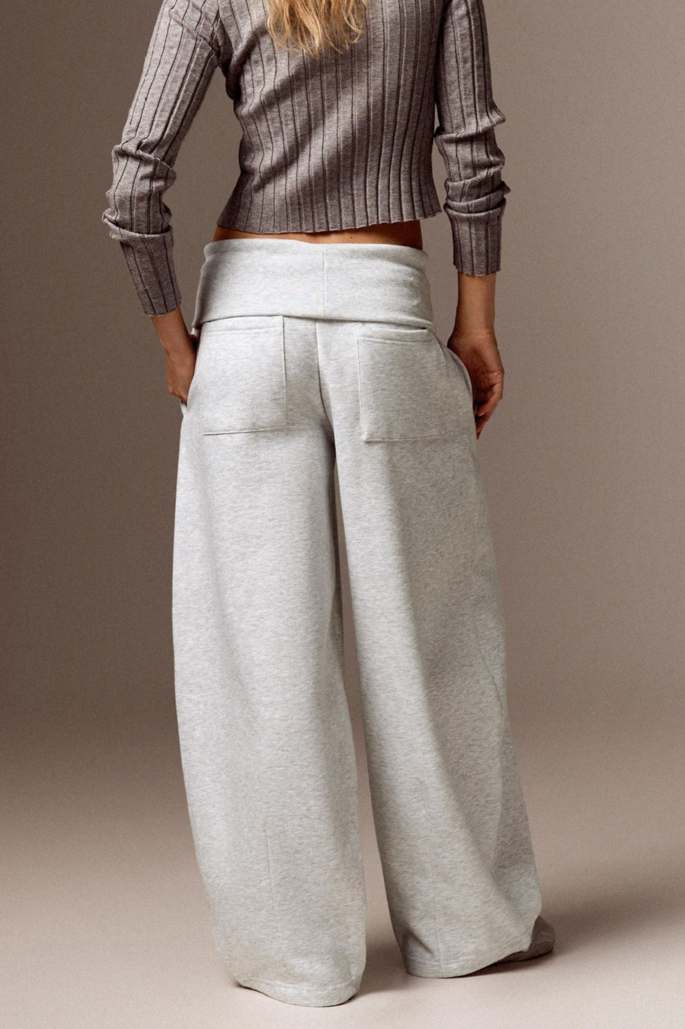 Drawstring Foldover Barrel Leg Pants