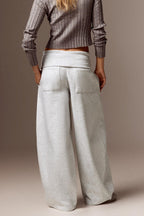 Drawstring Foldover Barrel Leg Pants