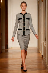 Slim Fit Tweed Knit Cardigan Skirt Tweed Suit Set