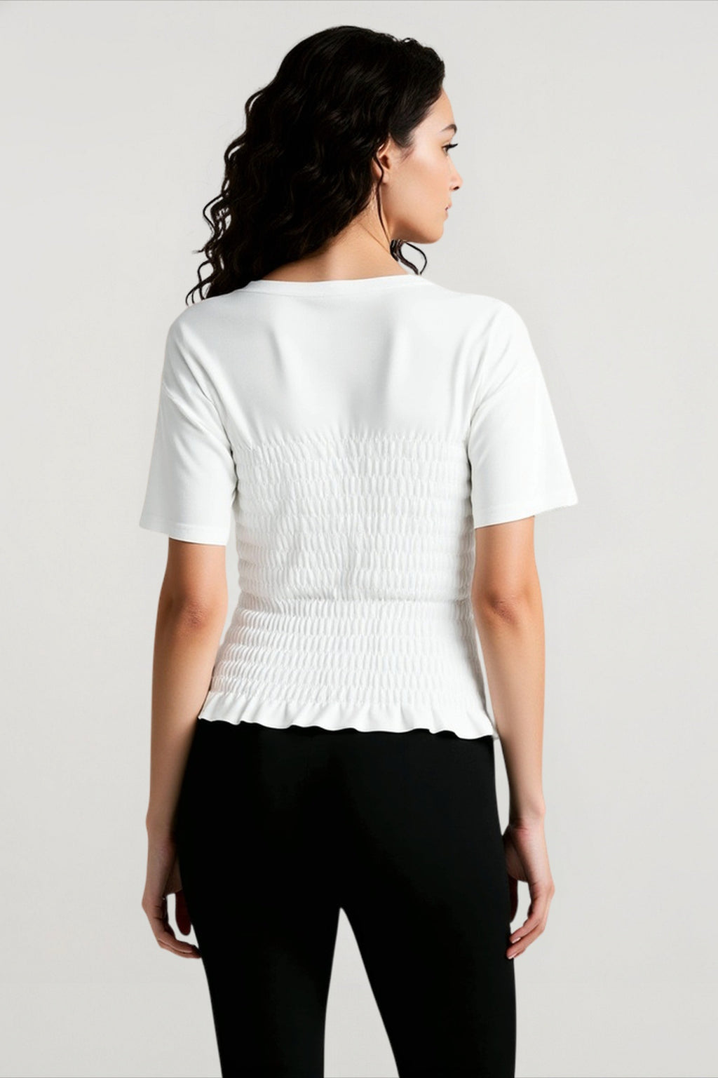 Ruched Waist Puff Hem T-shirts
