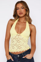Lace Hollow Out Slim Fit Halter Top
