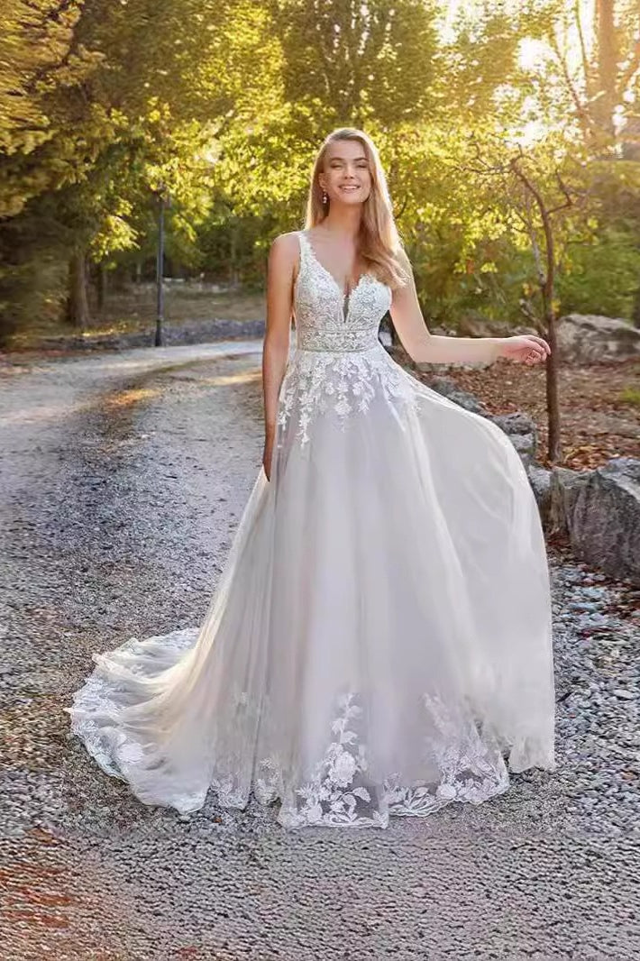 Ethereal A Line Train Wedding Dress Secondary image