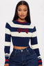 Bow Detail Striped Knit Sweater