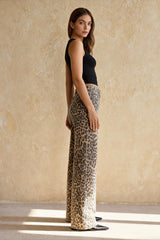 Leopard Print High Waist Straight Leg Denim Jeans