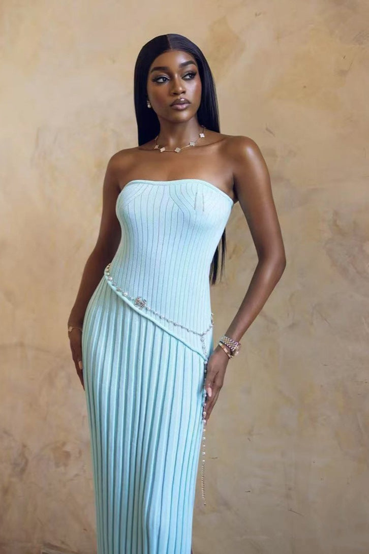 Ribbed Strapless Twist Maxi Dress Main image
