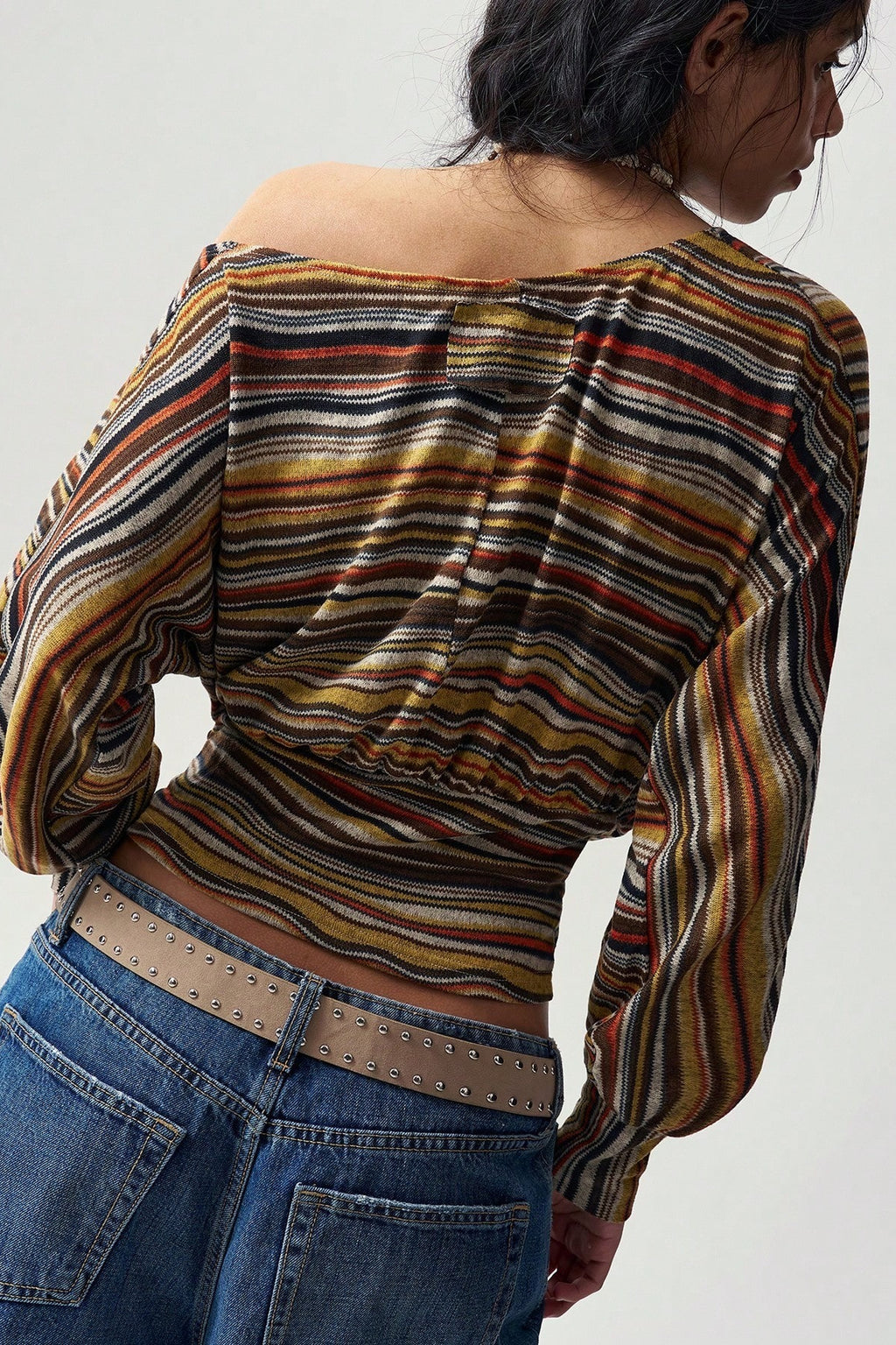 Multicolor Asymmetric Stripe Knit Top