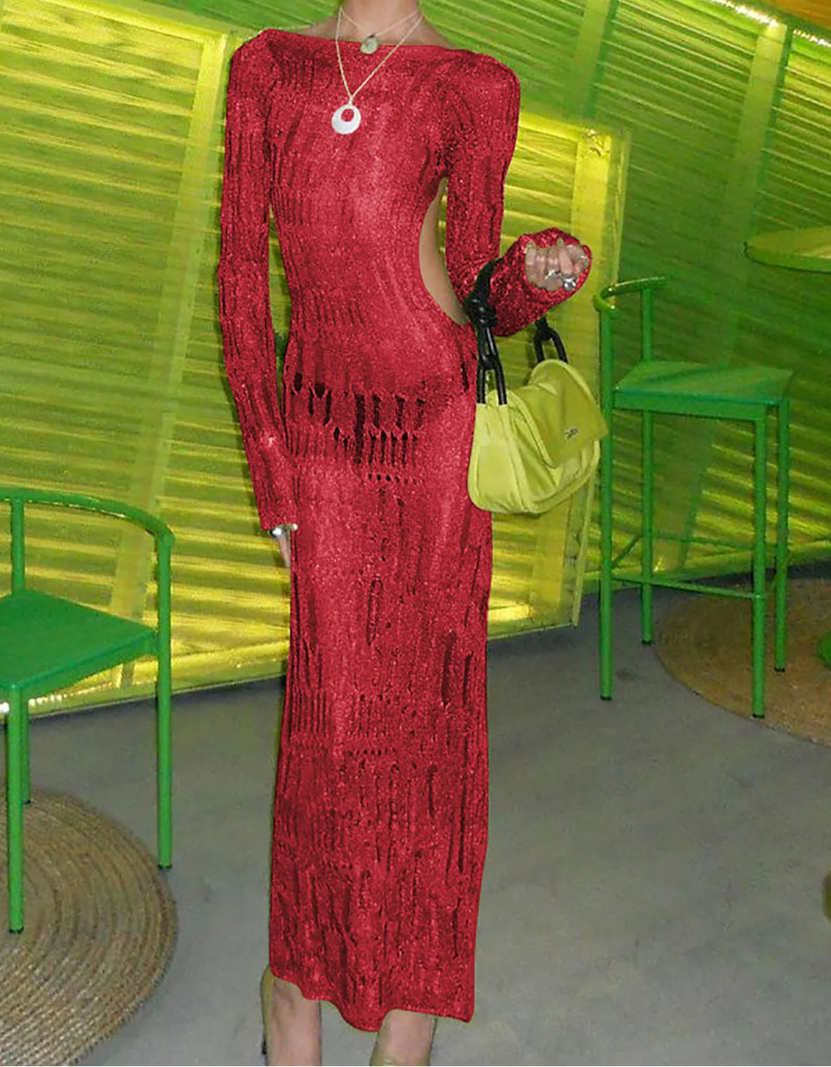 Knitted Cutout See Through Maxi Dress Secondary image