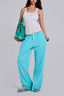 Drawstring Raw Hem Wide Leg Pants
