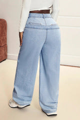 Paneled Dual Waist Stylish Slim Straight Street Jeans