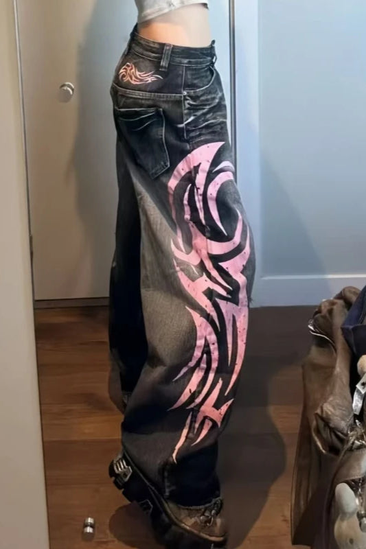 Vintage Print High Waist Wide Leg Jeans Secondary image
