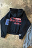 Double Hood Patchwork Graphic Zip Hoodie