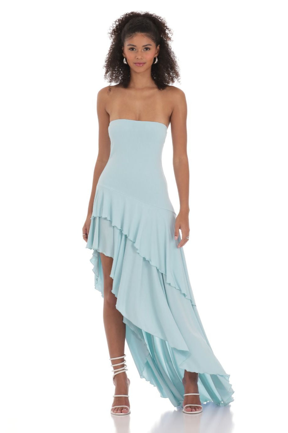 Strapless Layered Ruffle Mermaid Party Dress