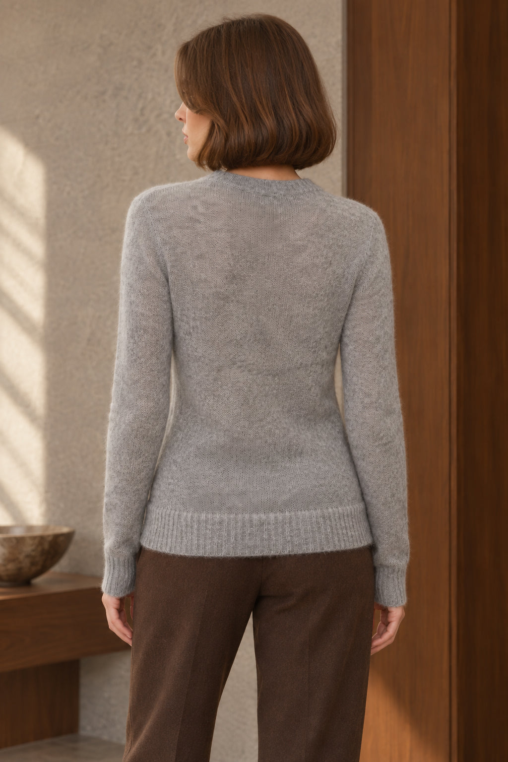 Sheer Blend Round Neck Knit Top
