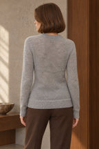 Sheer Blend Round Neck Knit Top