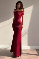 Satin Off-Shoulder A-Line Birthday Dress