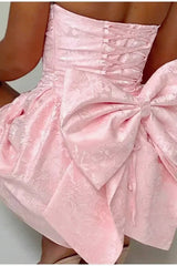 Strapless Jacquard Bow Birthday Dress
