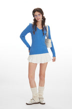Twisted Stitch Long Sleeve Knit Top