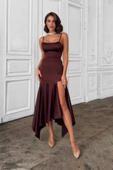 Elegant Split Bodycon Long Mesh Strapless Formal Dress