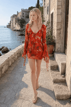 Tie-Dye Ruffled Floral Dress