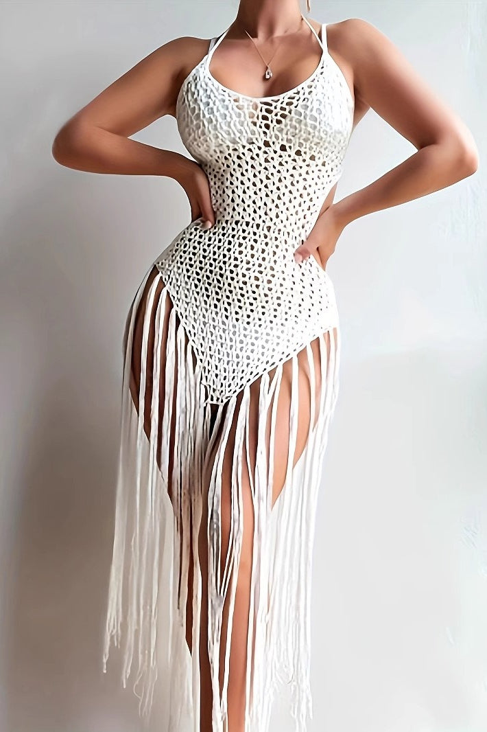 Cutout Versatile Vacation Fringe Cover Up Boho Dress Main image