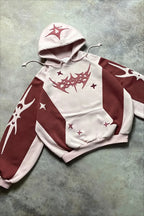 Embroidered Graphic Oversized Pullover Fleece Hoodie