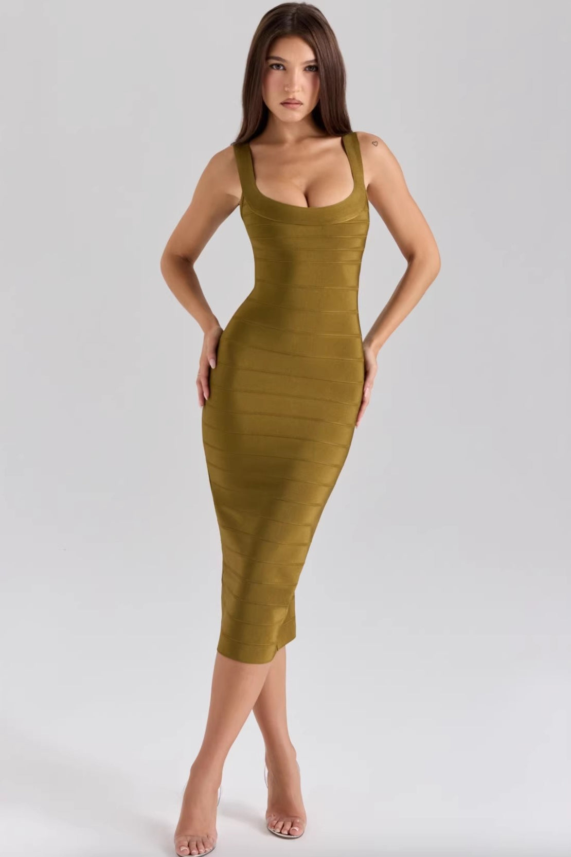 Scoop Neck Stretch Bodycon Formal Dress Secondary image
