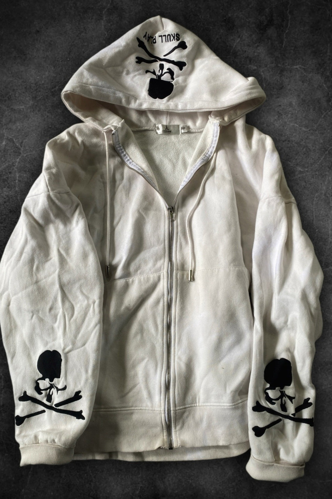 Skull Graphic Sleeve Full Zip Hoodie