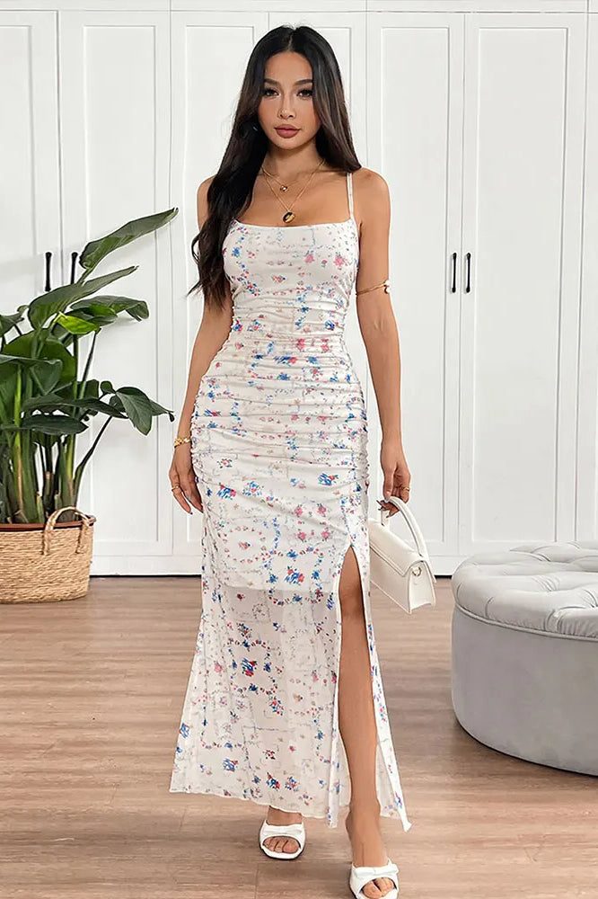 Spaghetti Strap Backless Floral Dress Main image