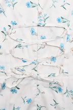 Satin Puff Sleeve Floral Dress