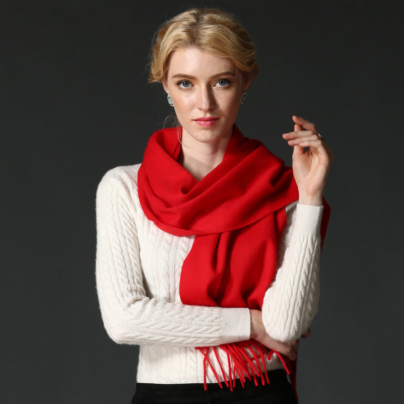 Solid-colored Men's Wool Student Gift Red Scarf Secondary image