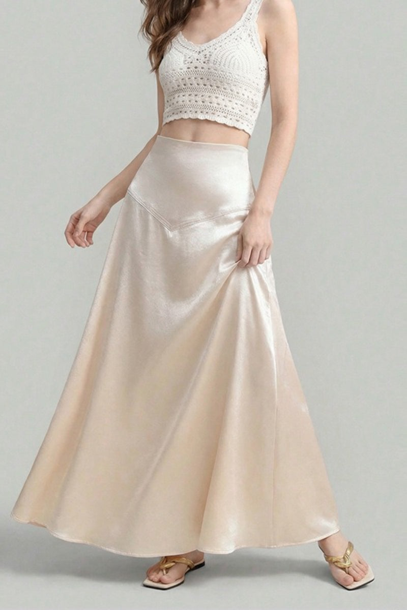 Solid Color Flowing Maxi Skirt Main image