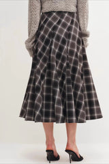 Vintage Check High Waist Circle Skirt