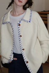 Iceland Blue Heavyweight Wool Cardigan