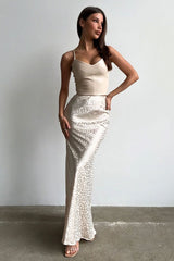 Leopard Jacquard Bodycon Maxi Skirt