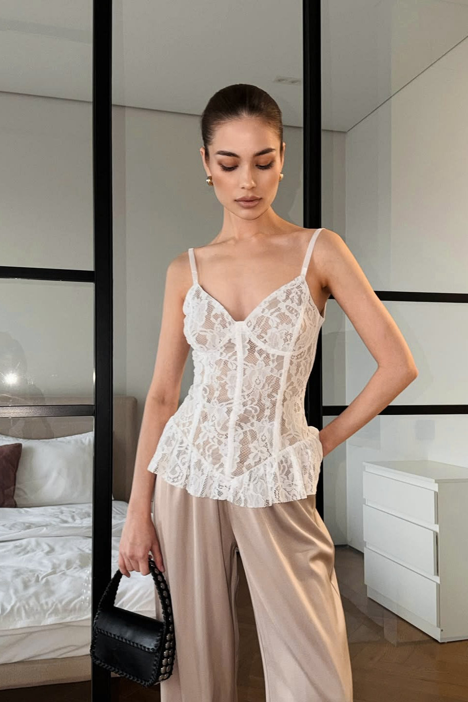 Lace Peplum Cami Top Main image