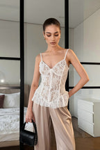 Lace Peplum Cami Top