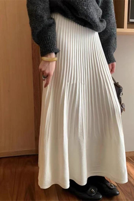 Knit Pleated High Waist Maxi Skirt Main image