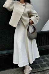 Winter Wool Round Neck Cropped Coat