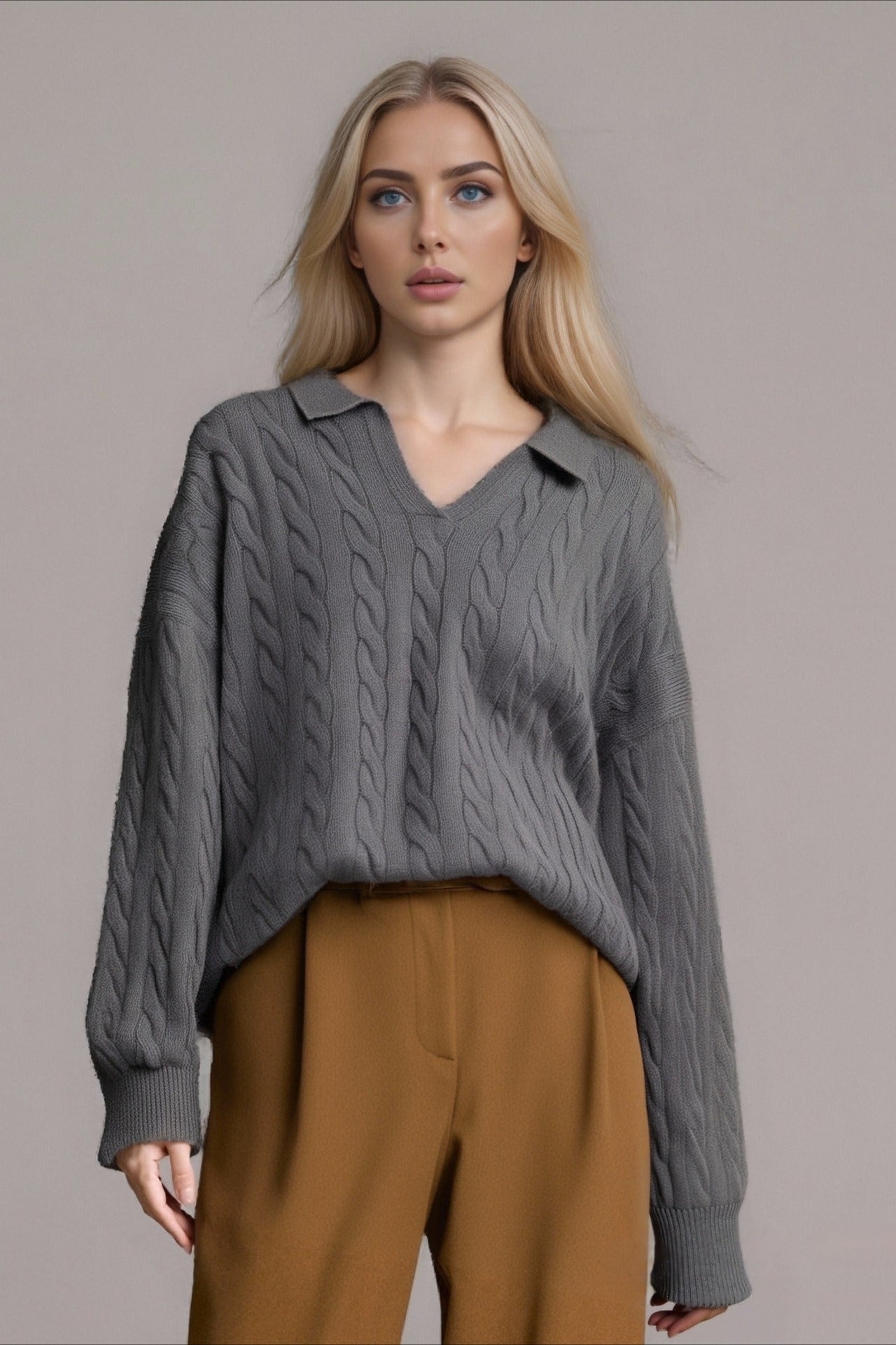 Vintage Polo Neck Cable Sweater Secondary image