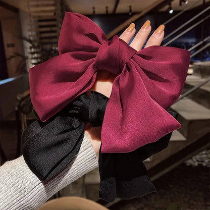 Big Red Bow Hair Accessory - Spring Korean Satin Rubber Bow - Christmas Accessory