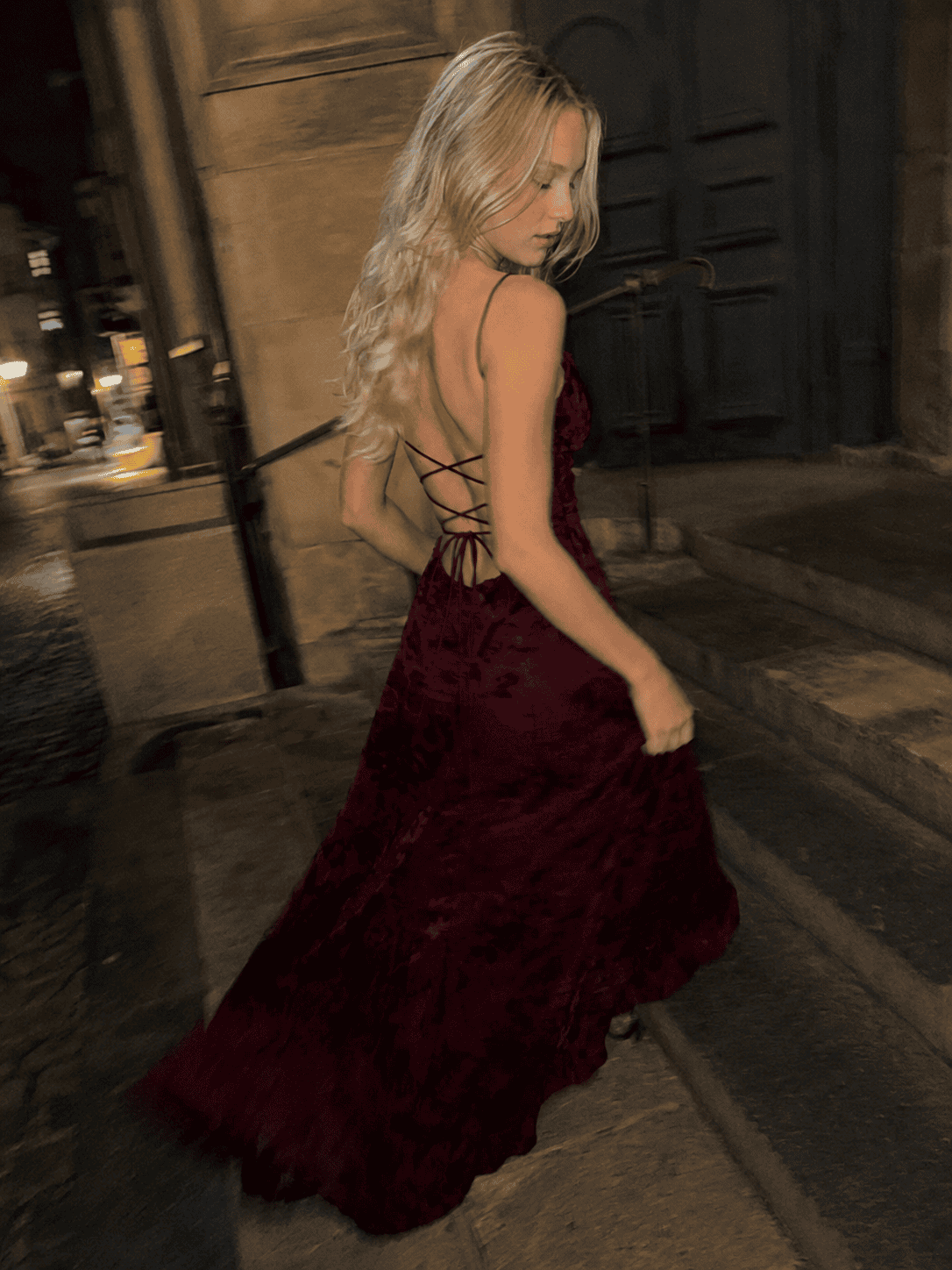 Chiffon Backless Spaghetti Strap Maxi Dress Main image
