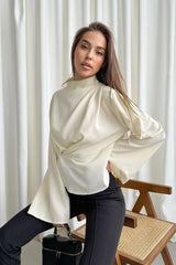 Mandarin Collar Chiffon Blouse