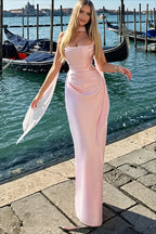 Square Neck Satin Sash Corset Maxi Dress