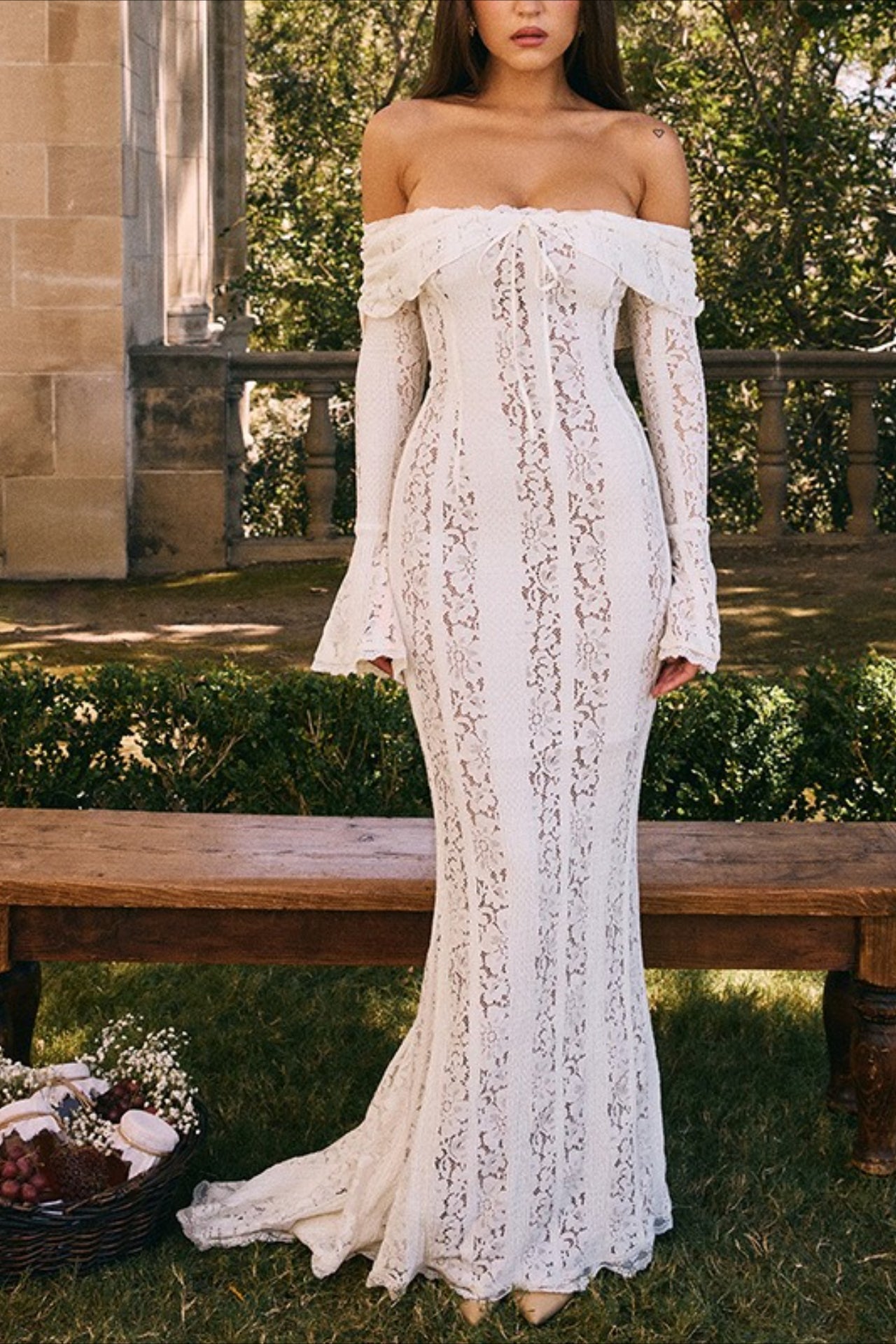 Off Shoulder Lace High Waist Prom Dress Main image