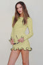 Fluted Sleeve Color-Block Party Dress