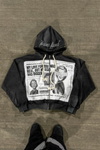 Patch Graphic Zip Front Pant Hoodie
