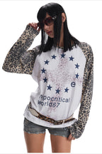 Leopard Raglan Star Graphic Long Sleeve T-Shirt