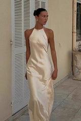 Acetate Halter Slip Maxi Dress